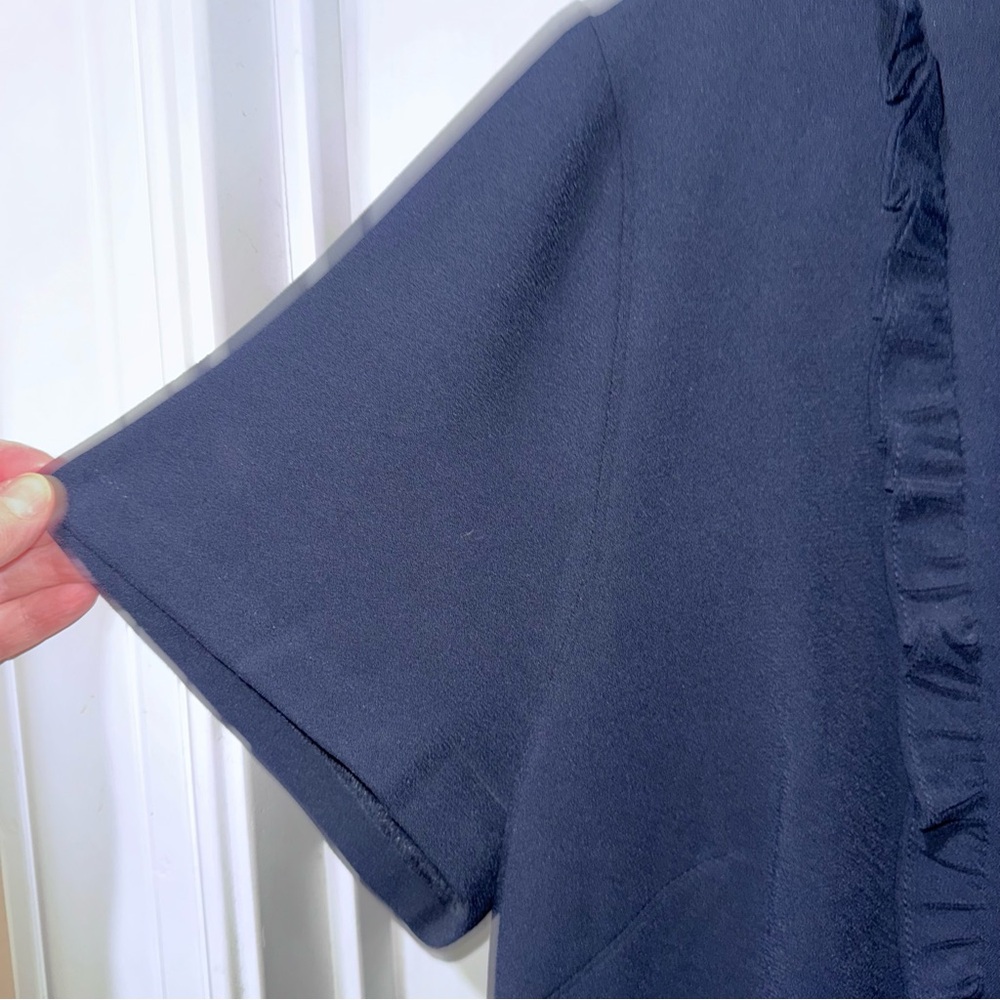 NWT ELOQUII Ruffle Front Soft Shirt Dress 18 Navy Blue Feminine classic - Picture 7 of 13